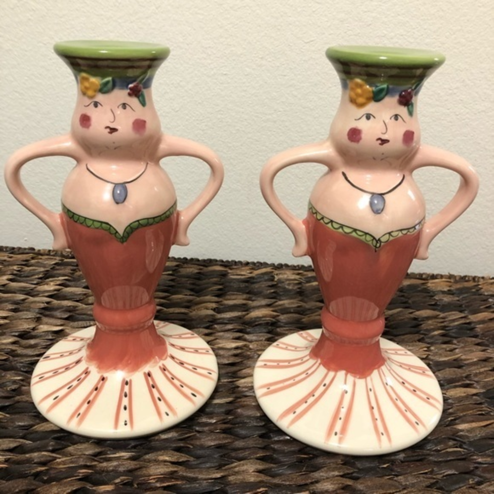 Pfalzgraff Pistoulet pair of candlesticks holders‎